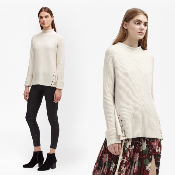 French Connection Freedom Fringe Lace Up Sweater - Picture 2 of 8